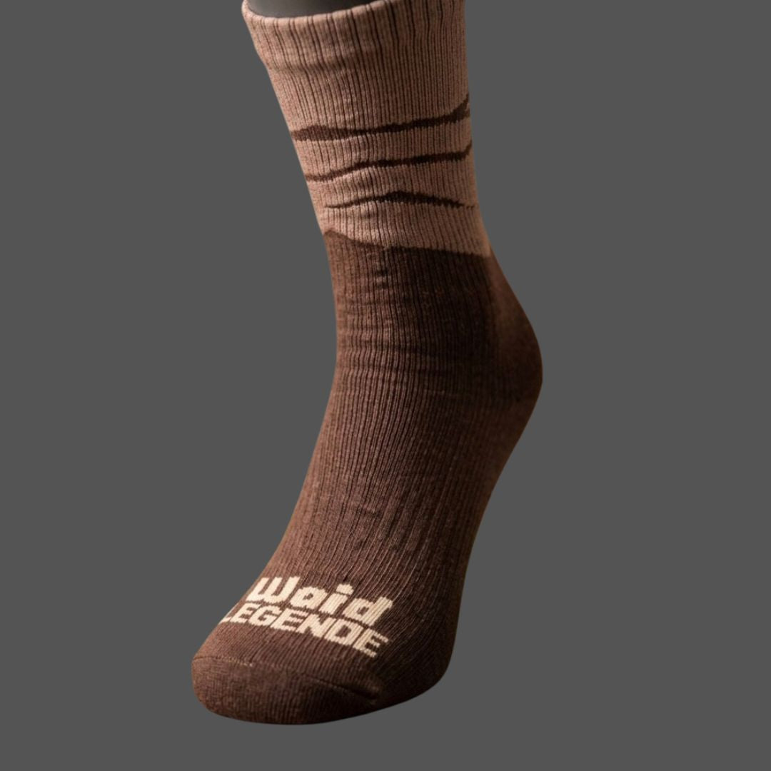 Wasserdichte TrailX Outdoor-Socke mit Merinowolle in Braun /Beige von WaidLegende